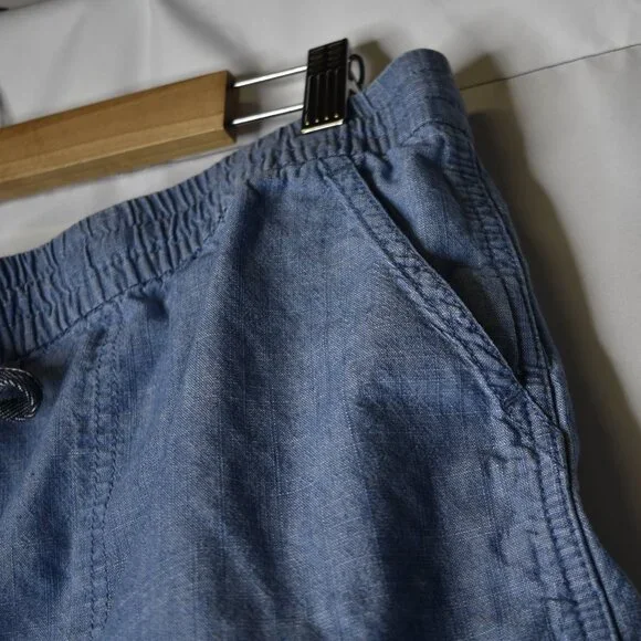 J Crew Women's Shorts Elastic Drawstring Blue Pockets Lightweight Comfy Cotton - Picture 2 of 7